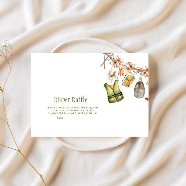 Fishing Clothesline Baby Shower Diaper Raffle Enclosure Card (Creator Uploaded)