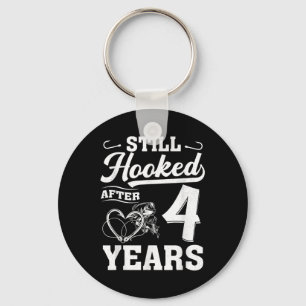 Fishing Couple 4 Years Anniversary 4th Wedding Cel Keychain