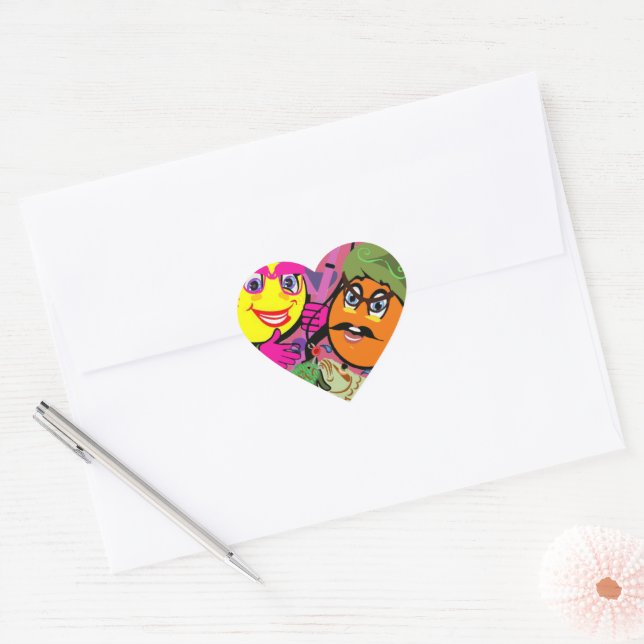 Fishing Couple Heart Sticker (Envelope)