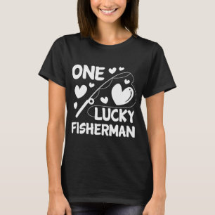 Fishing Couple One Lucky Fisherman Fish Rod Gift T-Shirt