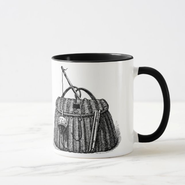Fishing Creel Basket and Gear Mug (Right)