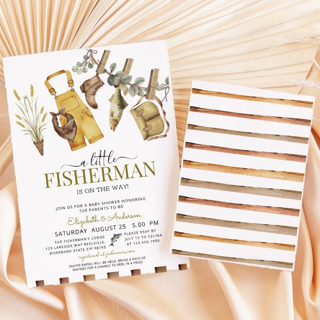 Fishing Cute Little Fisherman Baby Shower  Invitation (Creator Uploaded)
