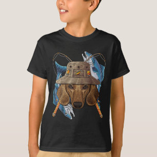 Fishing Dachshund Outdoor Fisherman Dog Cute Fly F T-Shirt