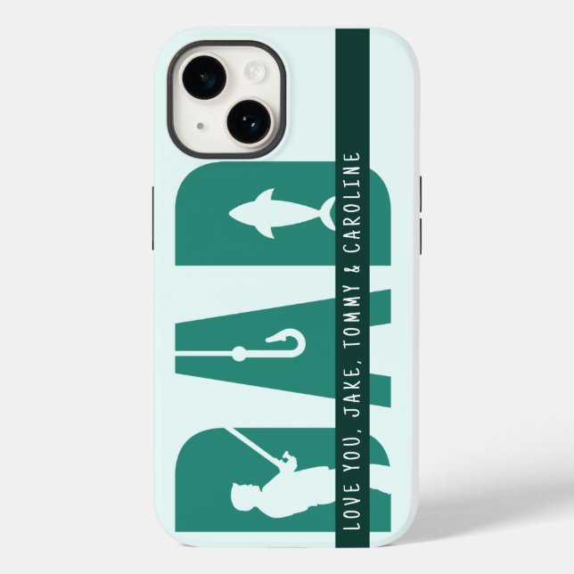 Fishing Dad Custom Kids Names Message Father's Day Case-Mate iPhone Case (Back)
