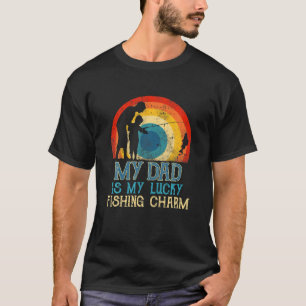Fishing Dad Lucky Charm Angler Retro Vintage Fishe T-Shirt