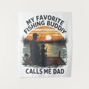 Fishing Dad Sunset Tapestry