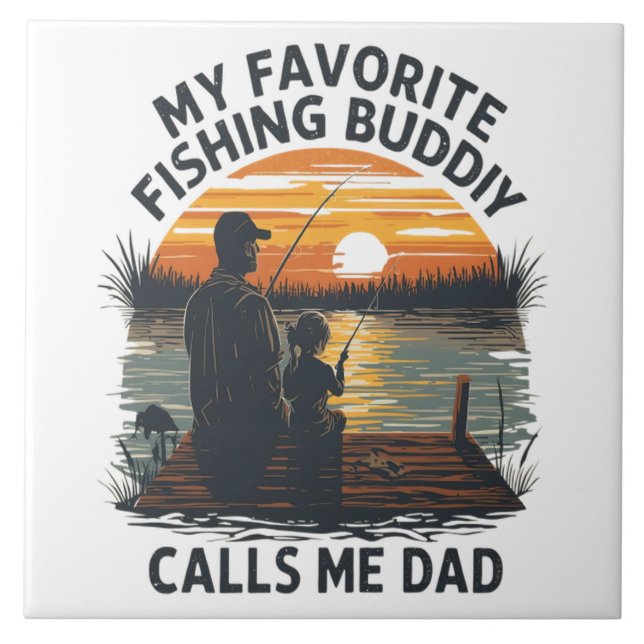 Fishing Dad Sunset Tile (Front)