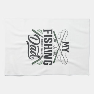 Fishing Dad Vintage Engraved  Shirt Design Kitchen Towel