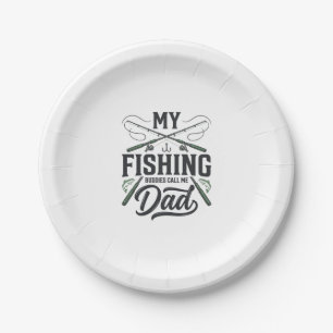 Fishing Dad Vintage Engraved Shirt Design Paper Plate