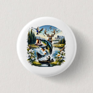 Fishing, Deer, Duck Hunting 1 Inch Round Button