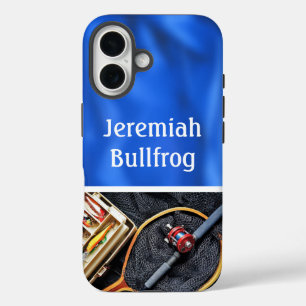 Fishing Design with Rod and Reel personalize Name iPhone 16 Case