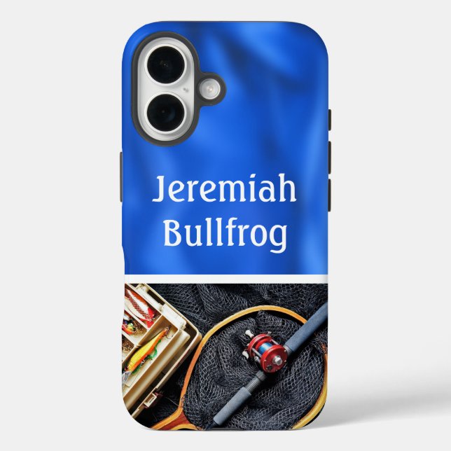 Fishing Design with Rod and Reel personalize Name Case-Mate iPhone Case (Back)