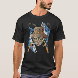 Fishing Devon Rex Outdoor Fisherman Cat Cute Fly F T-Shirt