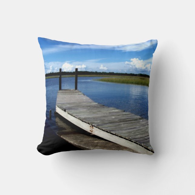 Fishing Dock Photograph Pillow (Front)