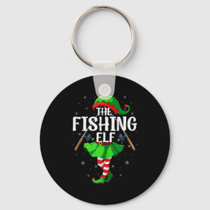 Fishing Elf Christmas Girls Women Elf Squad Xmas F Keychain