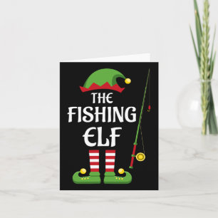 Fishing Elf Family Matching Group Christmas  Card