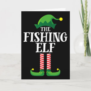 Fishing Elf Matching Family Group Christmas Party Card