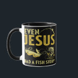 Fishing Even Jesus Had A Fish Story Funny Fishing Mug<br><div class="desc">Fishing Even Jesus Had A Fish Story Funny Fishing Gift. Perfect gift for your dad,  mom,  papa,  men,  women,  friend and family members on Thanksgiving Day,  Christmas Day,  Mothers Day,  Fathers Day,  4th of July,  1776 Independent day,  Veterans Day,  Halloween Day,  Patrick's Day</div>