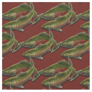 Fishing Fabric Coho Salmon Fish Art Fabric