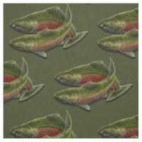 Fishing Fabric Coho Salmon Fish Pattern Fabrics