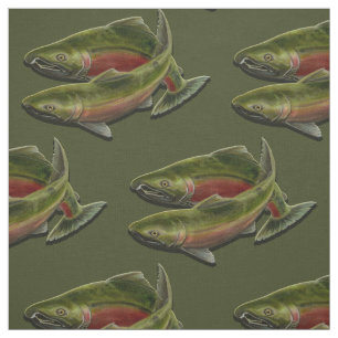 Fishing Fabric Coho Salmon Fish Pattern Fabrics
