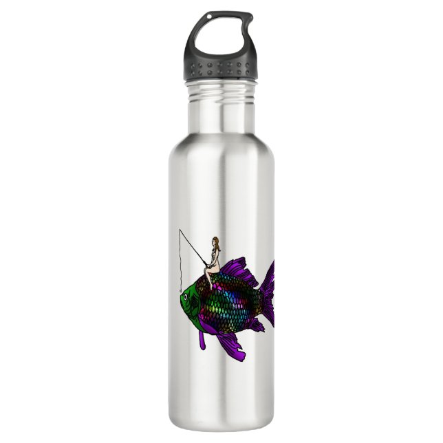 Fishing Faerie on a Fish 710 Ml Water Bottle (Front)