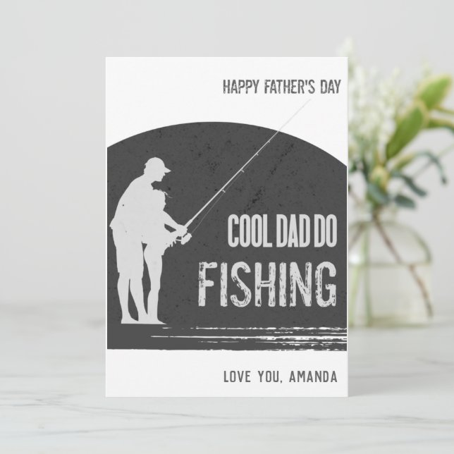 Fishing Fathers day Cards Black Fisherman (Standing Front)