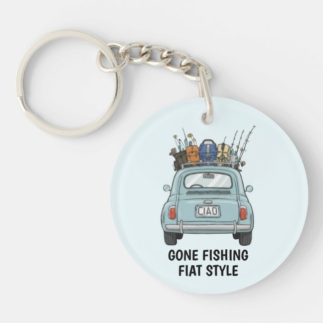Fishing Fiat Car  Keychain (Front)