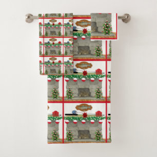 Fishing Fireplace  Bobber Ornaments  Christmas Bath Towel Set