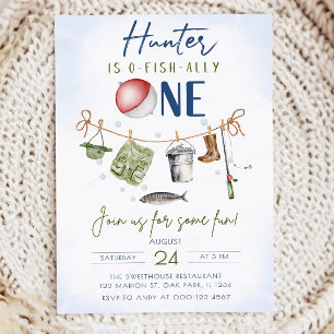 Fishing First Birthday Invitation Template: O-Fish