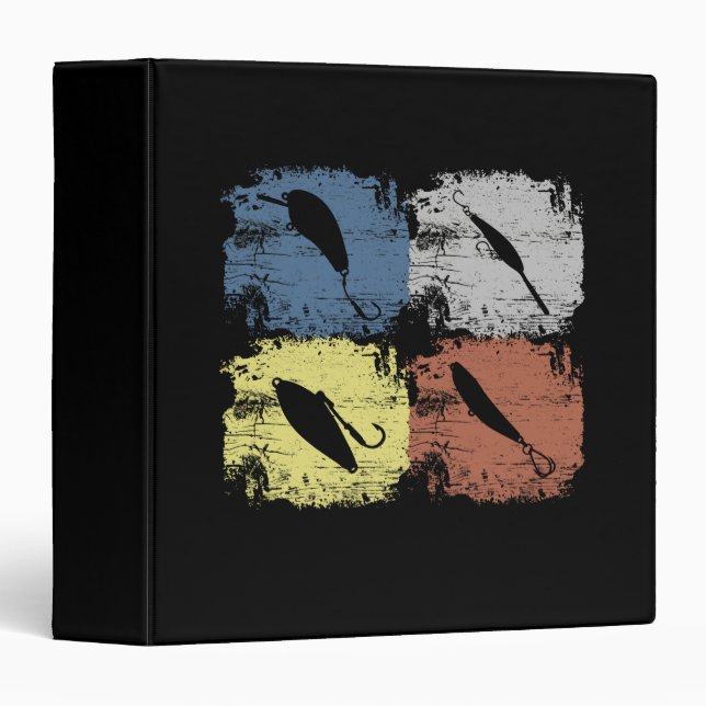 Fishing Fish Hook Retro Vintage Binder (Front/Spine)