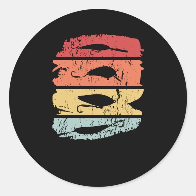 Fishing Fish Hook Retro Vintage Classic Round Sticker (Front)