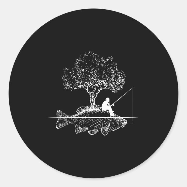 Fishing Fish Island Surreal Carp Angler  Classic Round Sticker (Front)