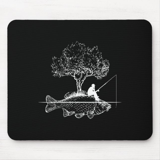 Fishing Fish Island Surreal Carp Angler  Mouse Pad (Front)