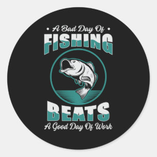 Fishing Fish Love Fisherman Fishing Rod Funny Gift Classic Round Sticker