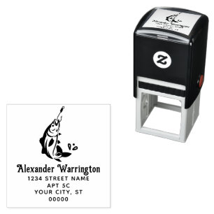 Fishing: Fish on a Hook Name Return Address Self-inking Stamp