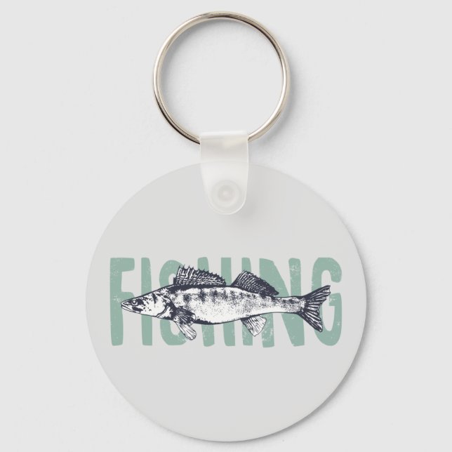 Fishing Fisherman Fish Text Art   Keychain (Front)