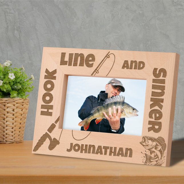 Fishing Fisherman Hook Line Sinker Custom Name Etched Frames (Creator Uploaded)