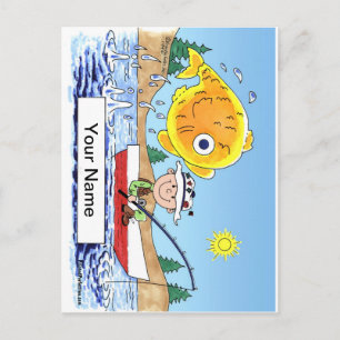 Fishing, Fisherman - Personalized Cartoon Postcard