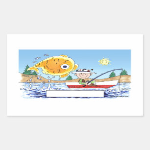 Fishing, Fisherman - Personalized Cartoon Sticker