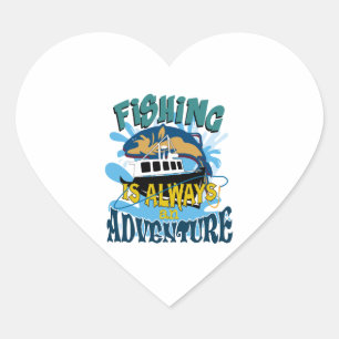 Fishing fishing boat heart sticker