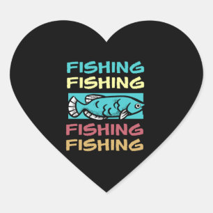 Fishing Fishing Fish Fishes Ocean Boating Gift Heart Sticker