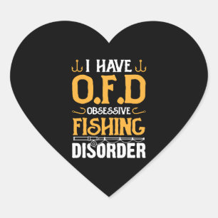 Fishing Fishing Fish Saying   Heart Sticker