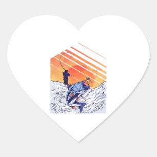 Fishing fishing rod fishing pole fishing heart sticker