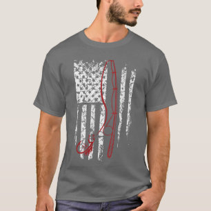 Fishing Flag Red Fishing Rod T-Shirt