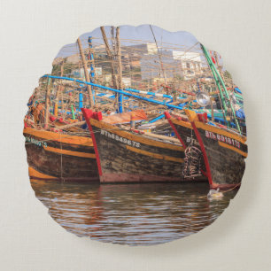 Fishing fleet round pillow