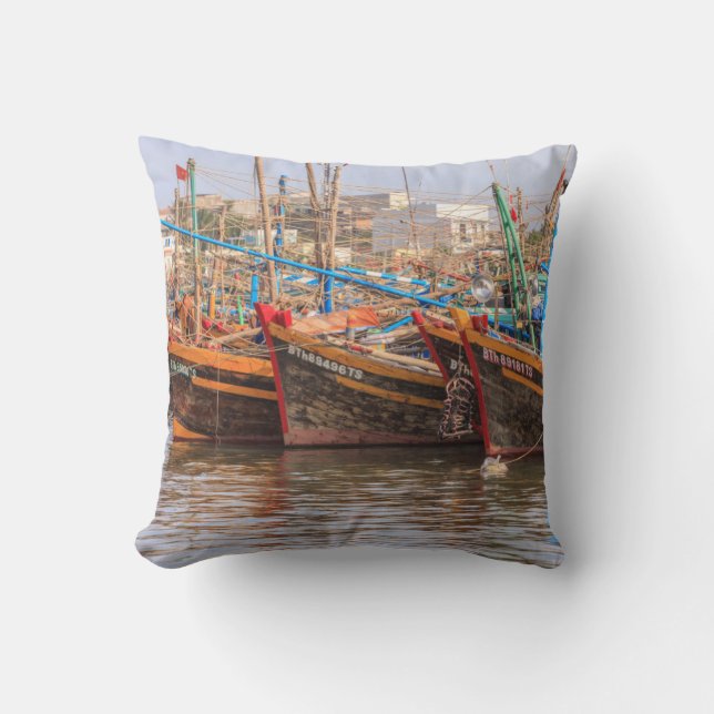 Fishing fleet throw pillow (Front)