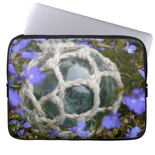 Fishing Float Among Flowers Laptop Sleeve (Front)