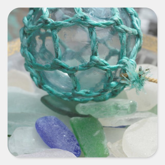 Fishing float on glass, Alaska Square Sticker (Front)