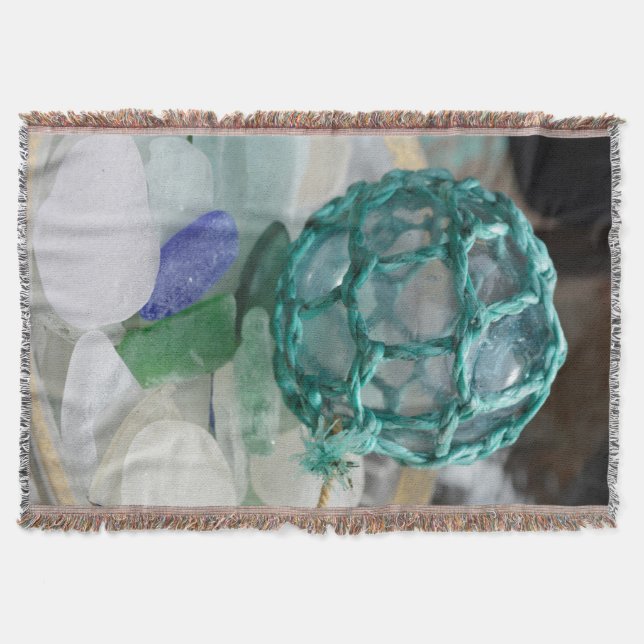 Fishing float on glass, Alaska Throw Blanket (Front)